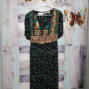 Casual Studio Sz L Vintage Rayon Vest Overlay Dress Librarian CottageCore Maxi